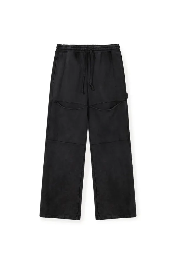 CUT OUT WASHED SWEATPANTS FOR MEN IN CHARCOAL