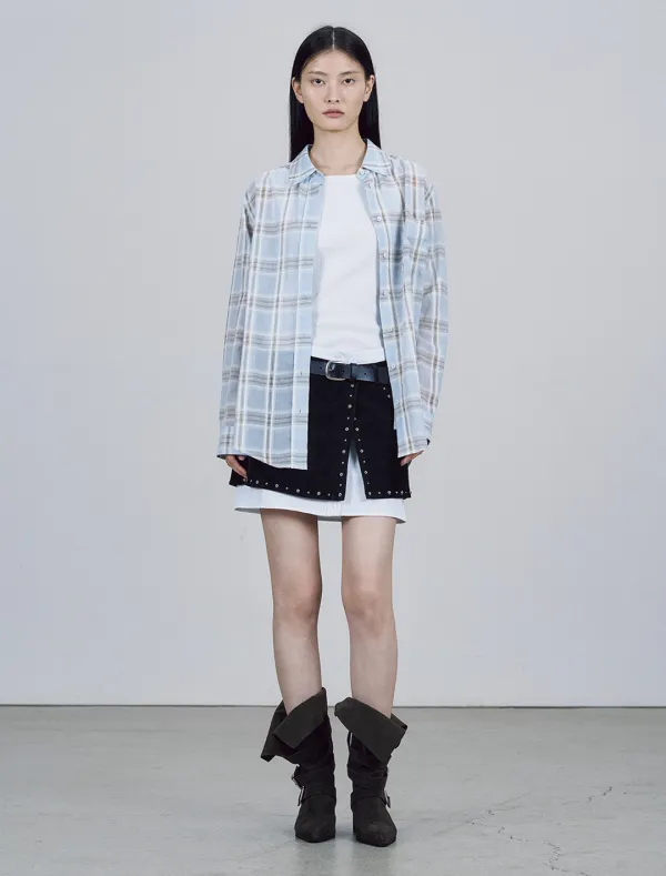 OVER-FIT CHECK SHIRT [SKY]