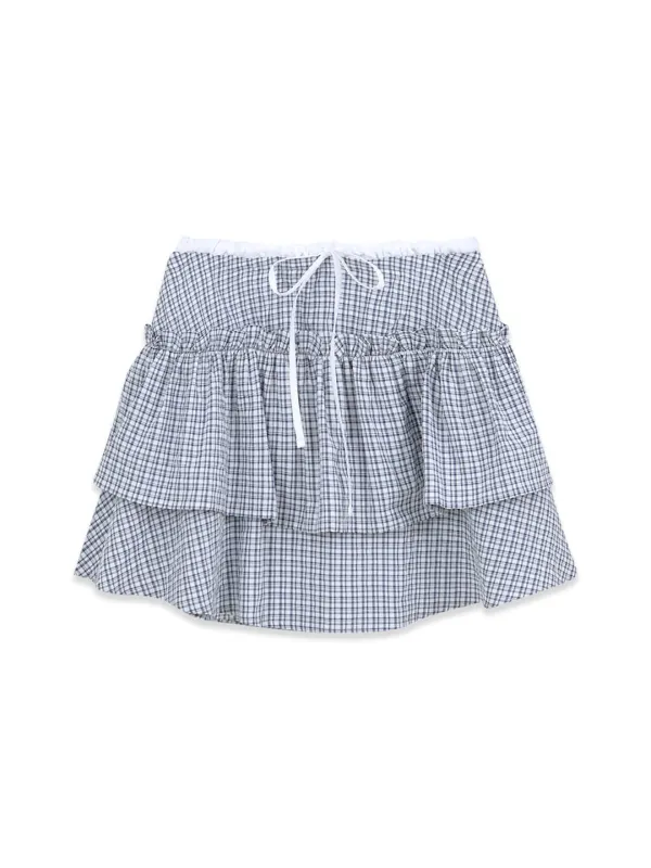 CHECK CANCAN SKIRT (NAVY)