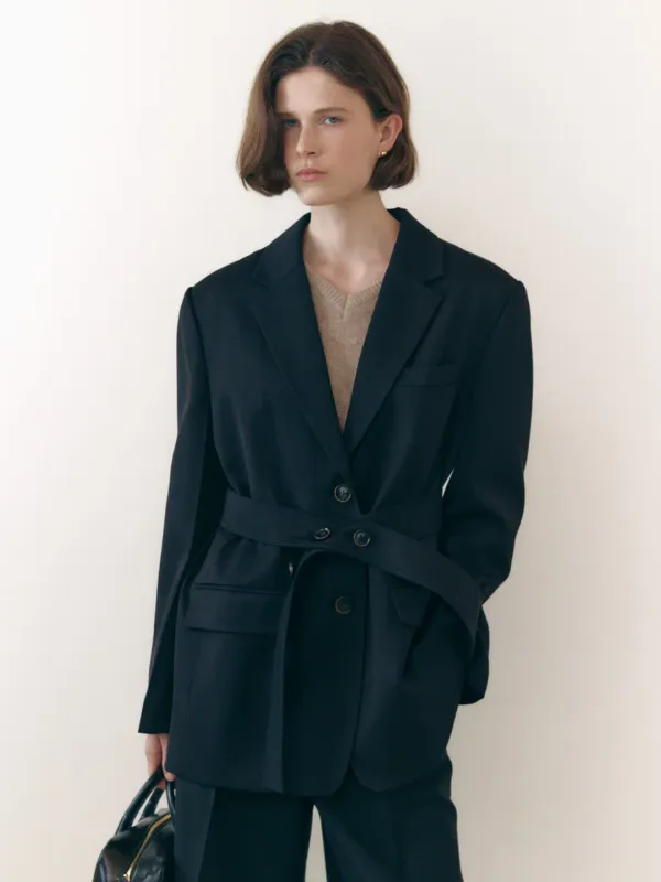 Belted overfit jacket_2color