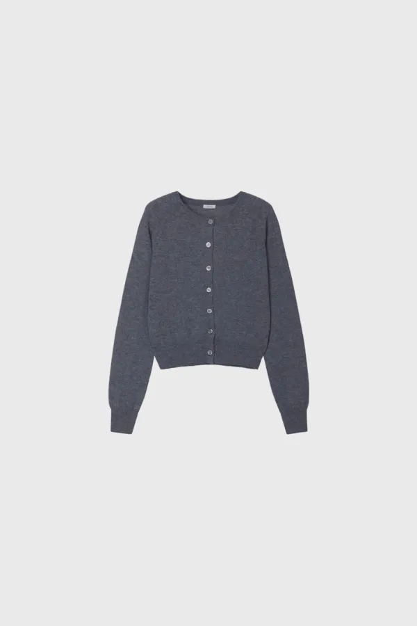 [Exclusive] Cashmere Round Neck Cardigan (Ivory / Light Gray / Blue / Red / Light Brown)