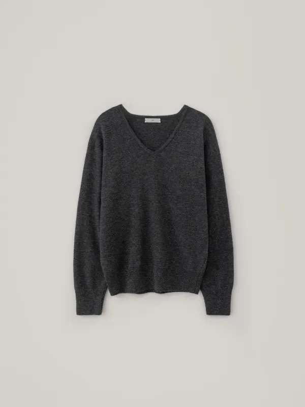 [Cashmere] Dolce V-Neck Knit - Charcoal