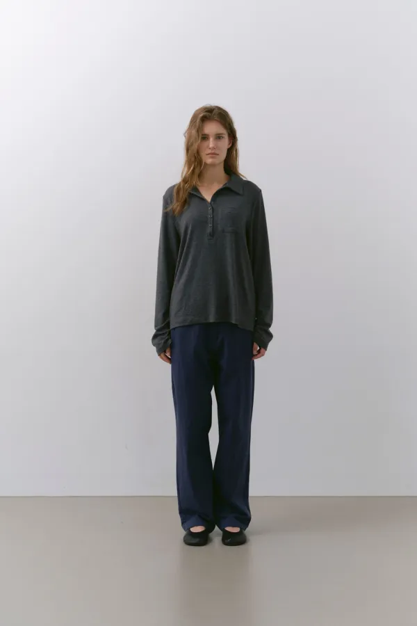 RELAXED POLO T-SHIRT, CHARCOAL