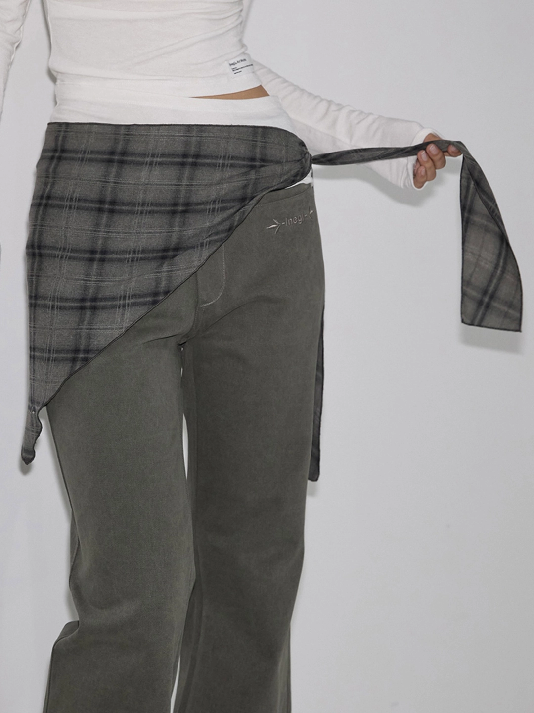 이네기 Vintage Check Scarf (khaki) 상품 이미지 2