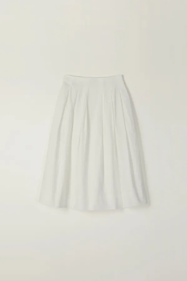 PICOT PINTUCK FLARE SKIRT_IVORY