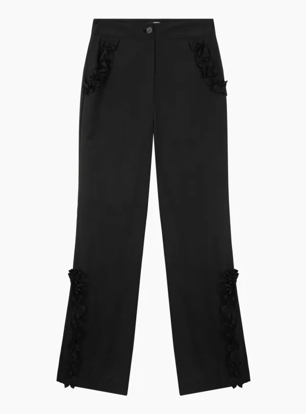 NYLON FRILLED PANTS (BLACK)