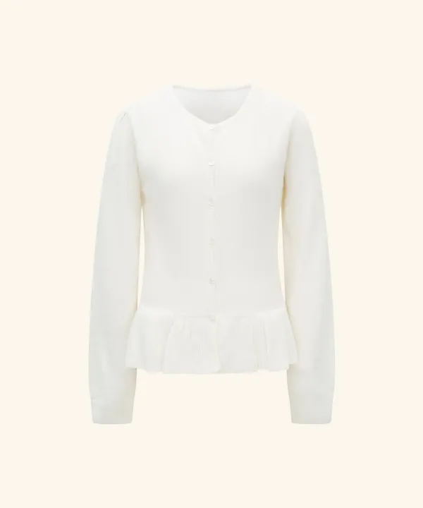 Hienna Frill Wool Cardigan ( Ivory )