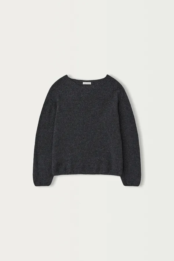 Nep boat neck sweater (Charcoal)