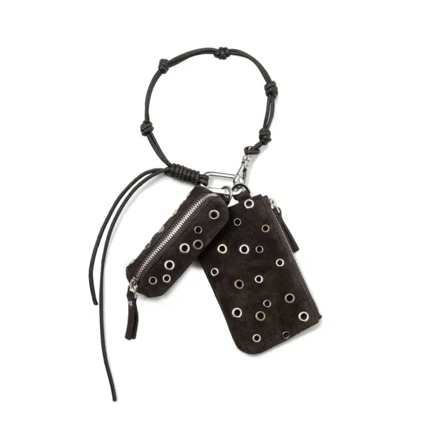 KNOTTY POUCH KEY RING [SUEDE MOCHA EYELETS]