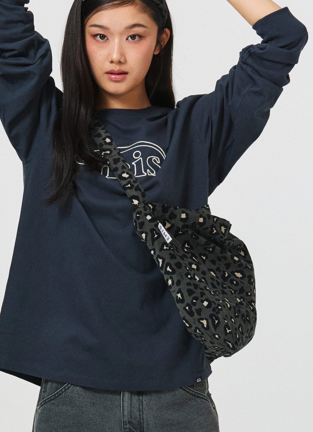 이미스 CORDUROY EMIS LEOPARD ECO BAG-DARK GRAY 상품 이미지 2