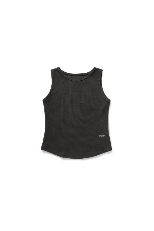 Waffle logo sleeveless_charcoal