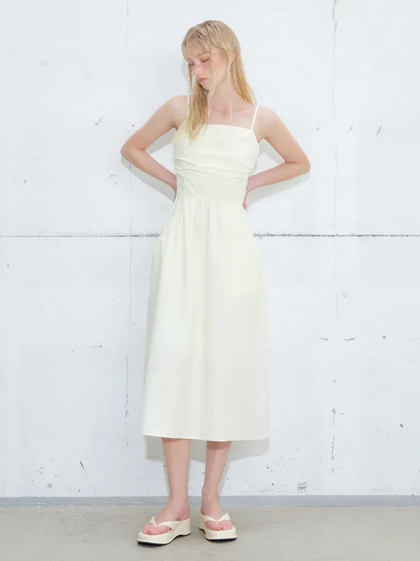 Slip Shirring Pocket Dress, Lemon