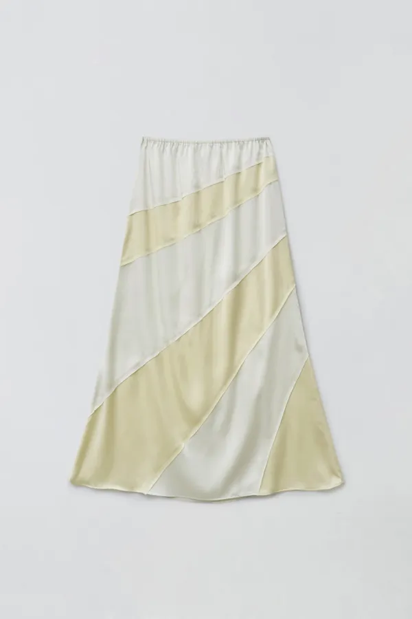 ASYM STRIPE SKIRT_WHITE/LIGHT YELLOW