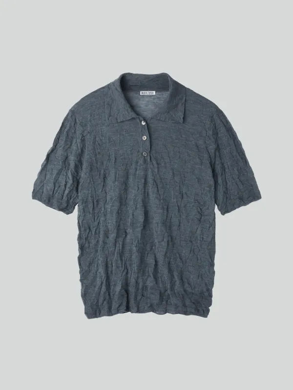 CREASE POLO KNIT TOP (COOL GREY)