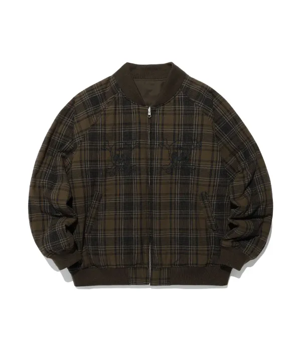 dressy checkered souvenir jacket[brown]