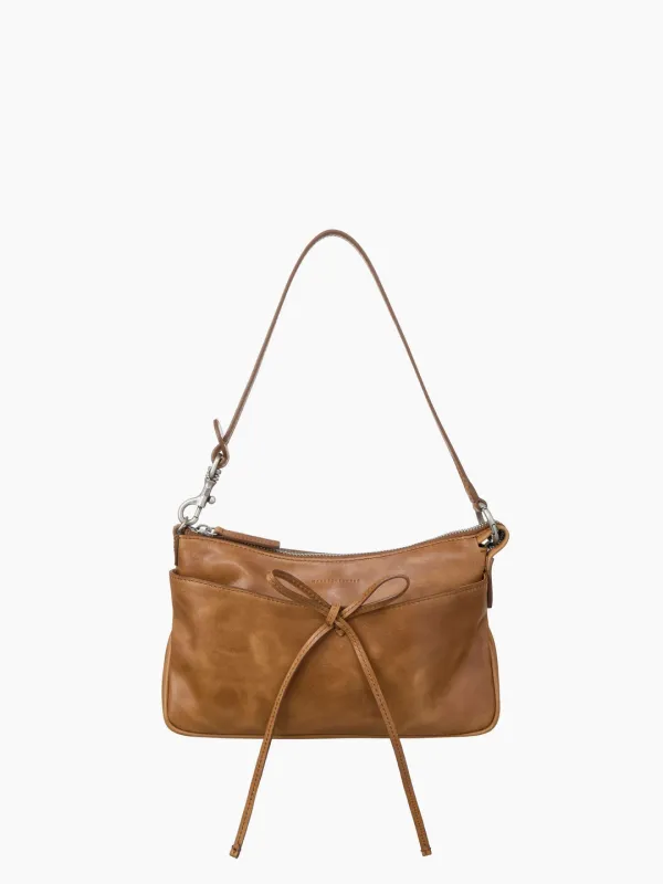 RIBBON POCHETTE_saddle brown pull-up