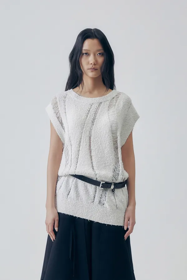 Textured Knit Vest [ Ivory ]
