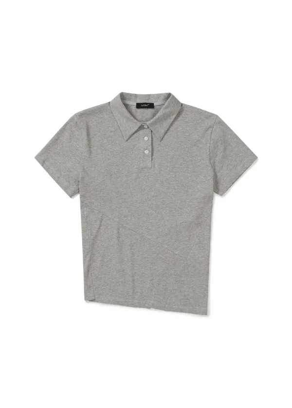 OPEN COLLAR TOP (MELANGE GREY)