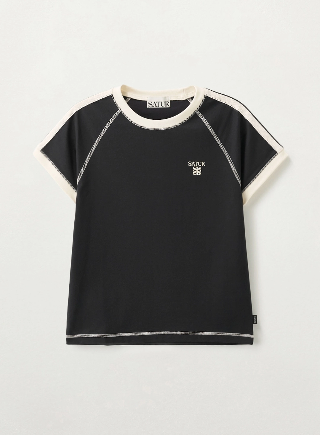 세터 (W) Lawton Stitch Ringer T-Shirt - Black 상품 이미지 1