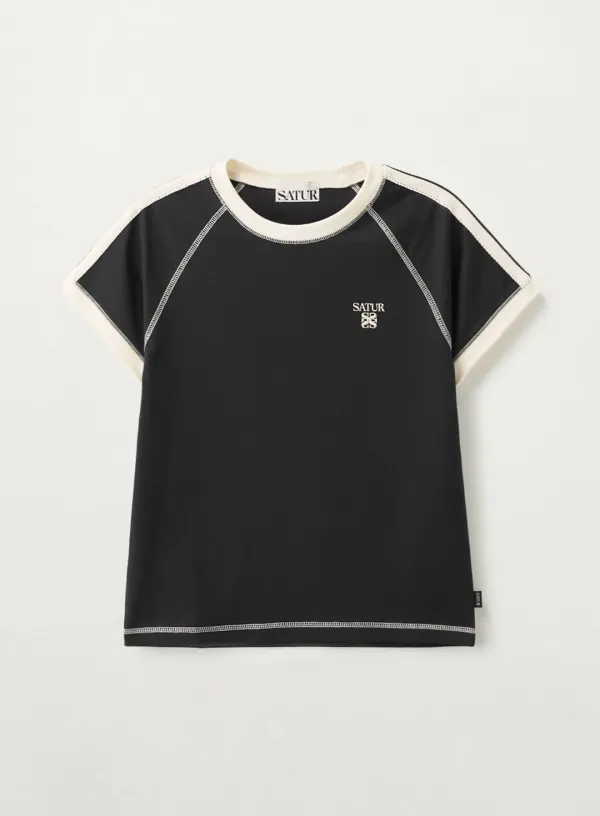 (W) Lawton Stitch Ringer T-Shirt - Black