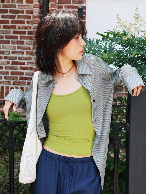Sheer Striped Shirt [3 COLOR]