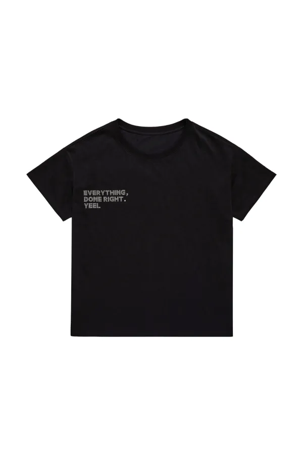 Y. STUDDED OVERSIZED T-SHIRT BLACK