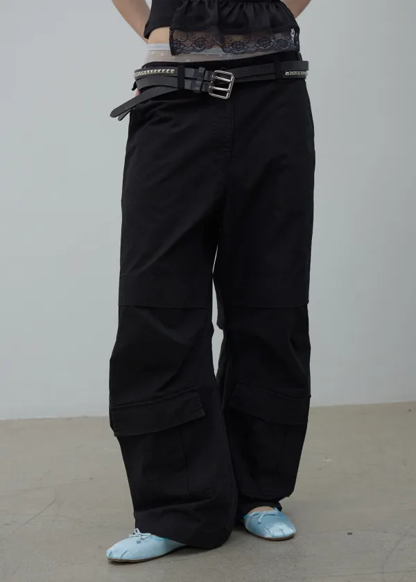 LOW POCKET CARGO PANTS (BLACK)