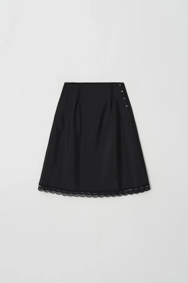 [2차] Stitch Lace Detail Skirt (black)