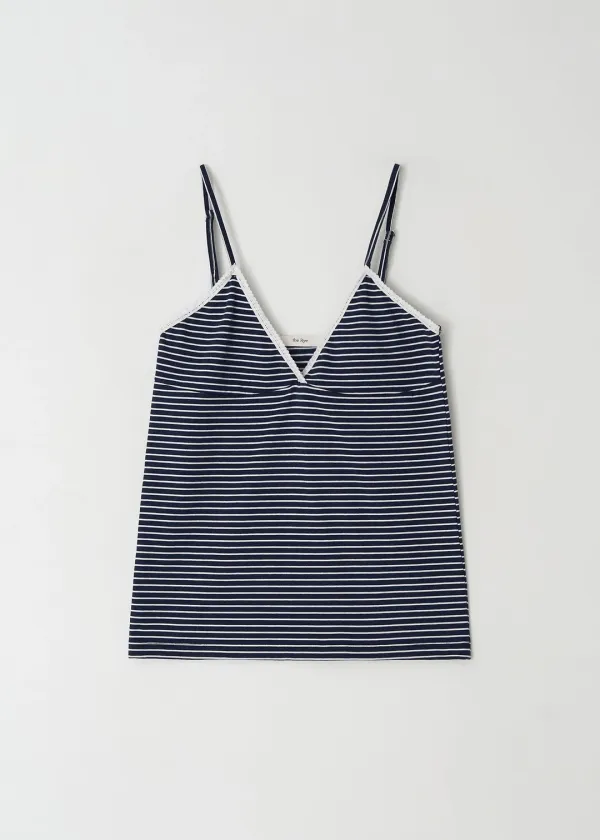 Lace Sleeveless Top(Navy Stripe)