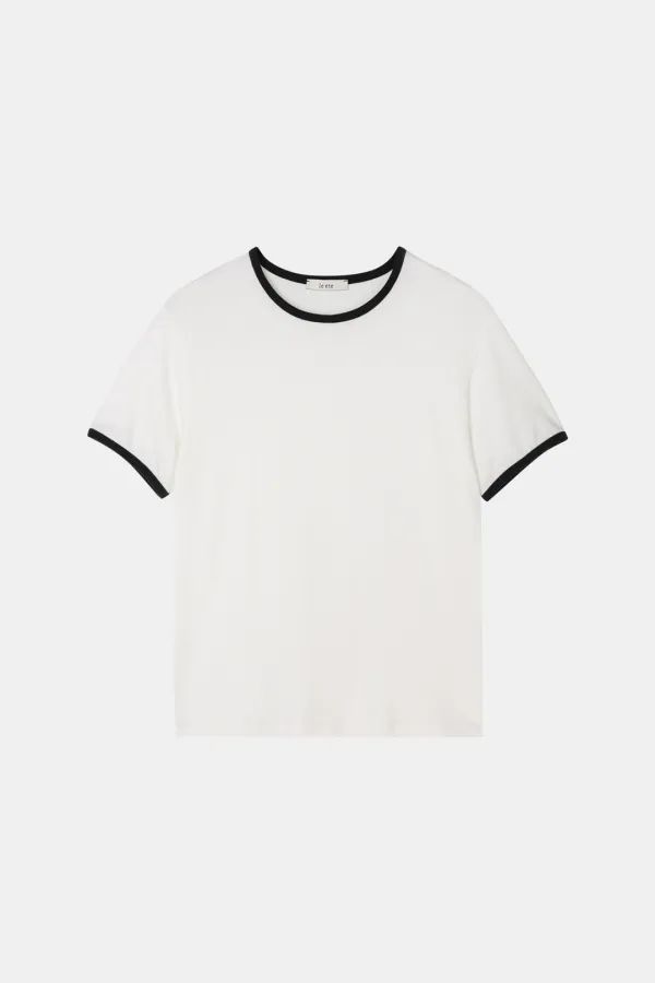 Two Tone Half Tee in Cream
