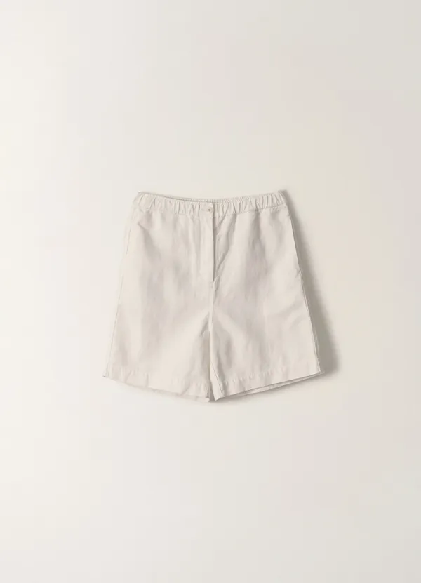 3RD / Pale linen banding pants (White)