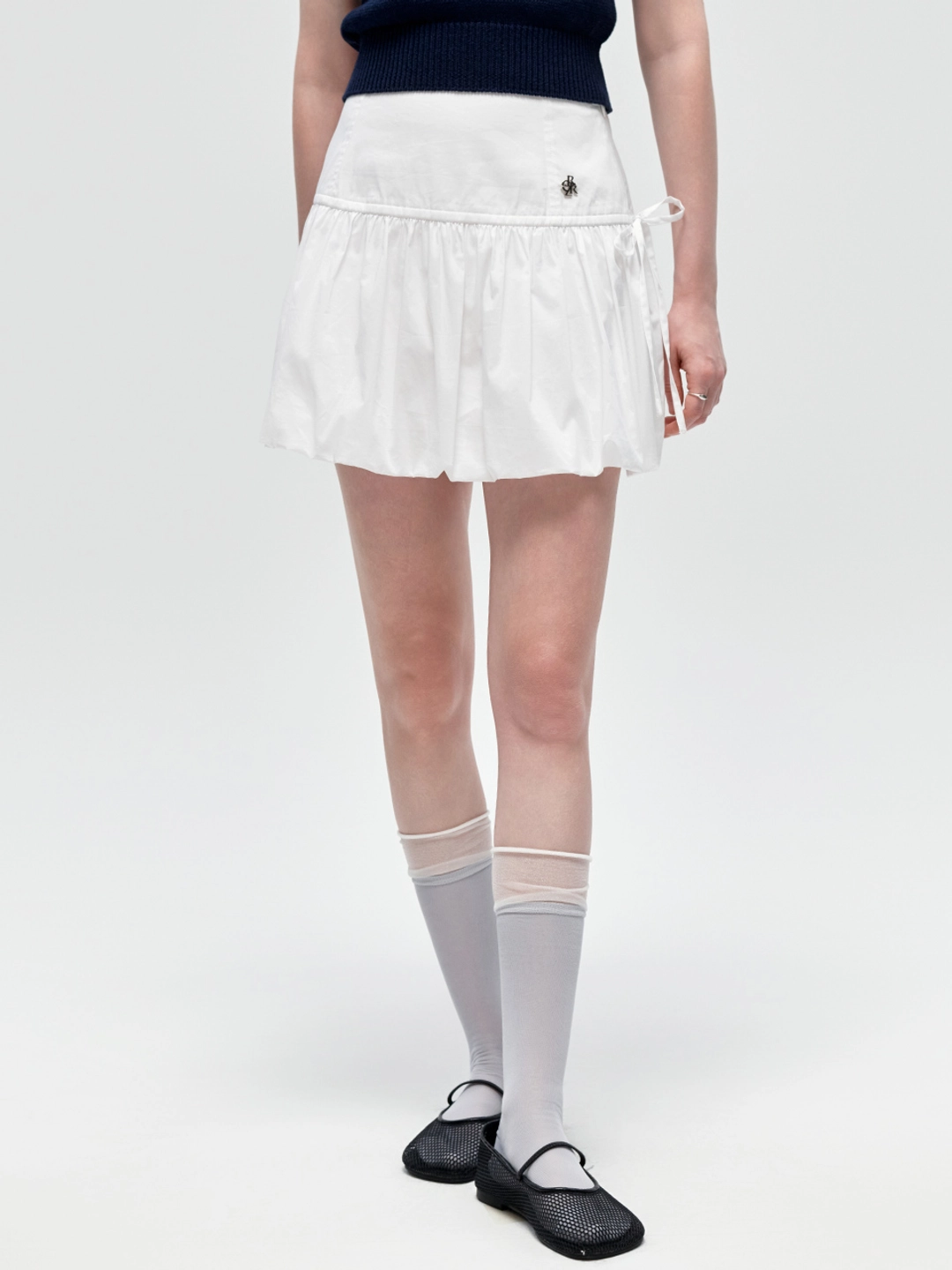시티브리즈 리본 벌룬 미니 스커트_WHITE 상품 이미지 2