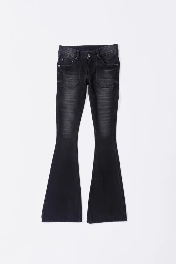 Whiskered Bootcut Denim Washed Gray
