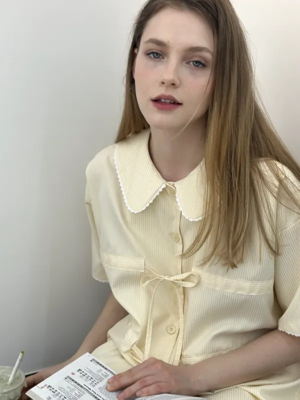 ROMANTIC RIBBON PAJAMA SET / BUTTER