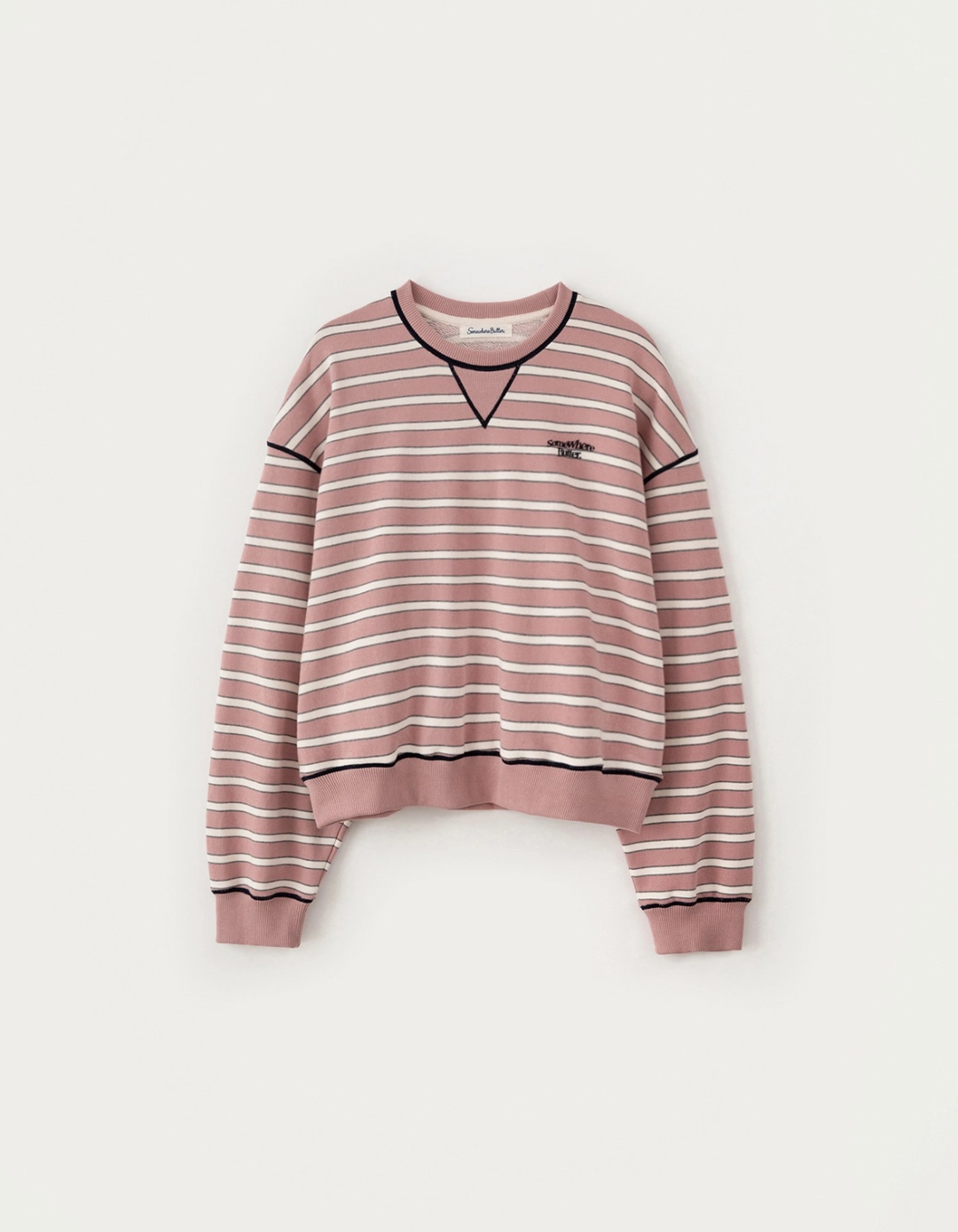 썸웨어버터 Small Wave Logo Stripe Sweatshirt - Pink 상품 이미지 3