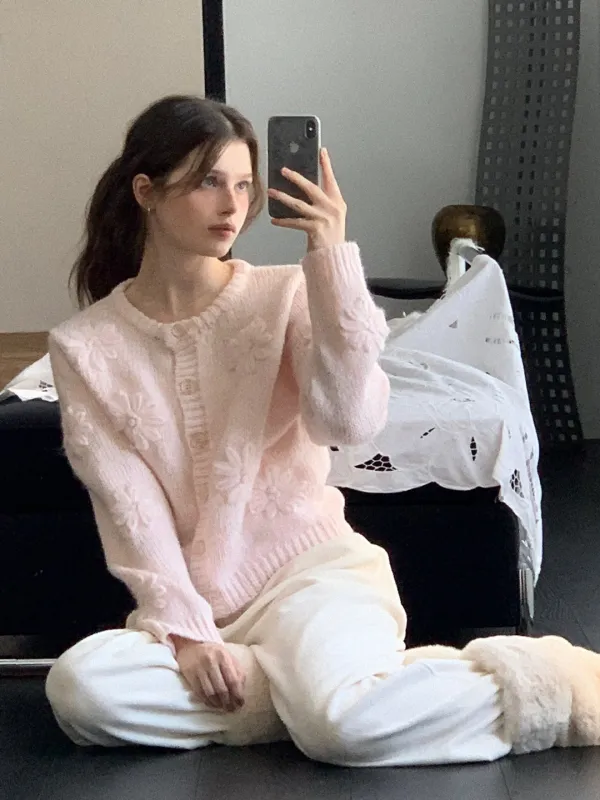 [공홈 Exclusive] Melty-mallow knit cardigan (powder pink)