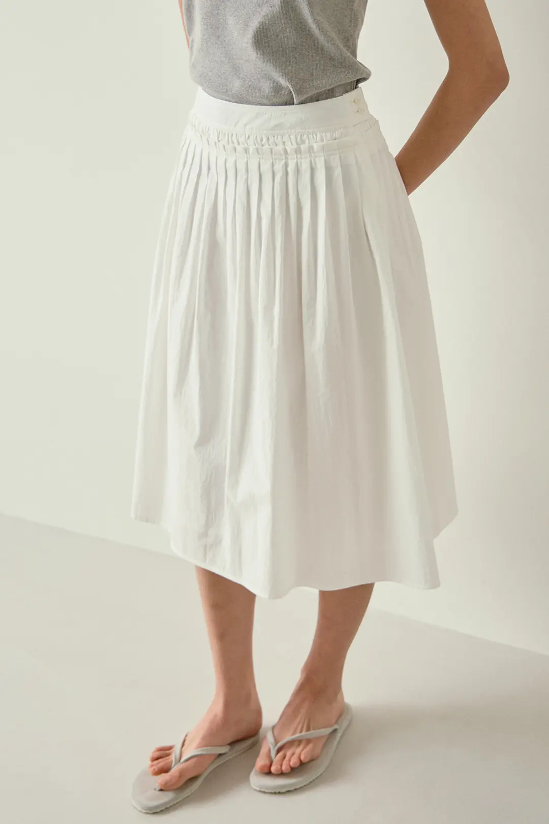 블랭크공삼 shirring pleats skirt (white) 상품 이미지 3
