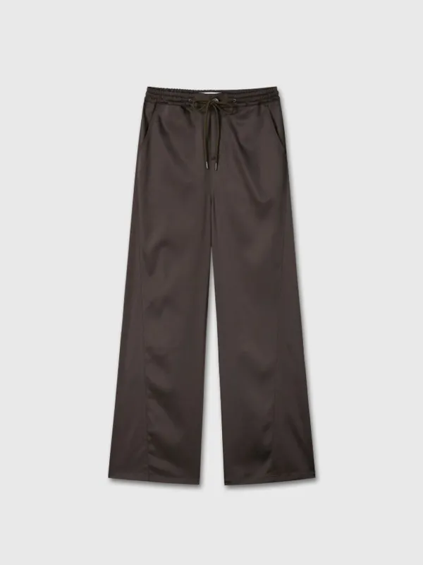 (W) SILKY BANDING LOUNGE PANTS_ BROWN