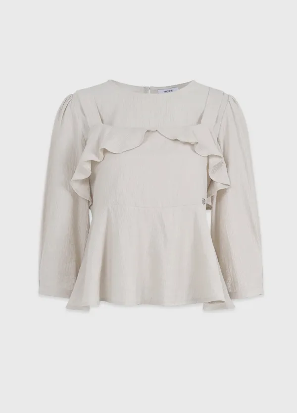  [44-120]  Aveline Ruffle Bustier-Blouse Setup  아벨린 러플 뷔스티에-블라우스 셋업 (봄-여름-데일리룩-데이트룩-하객룩-오피스룩-출근룩-셋업-페플럼-링클-루즈핏-여리블라우스-자체제작) 