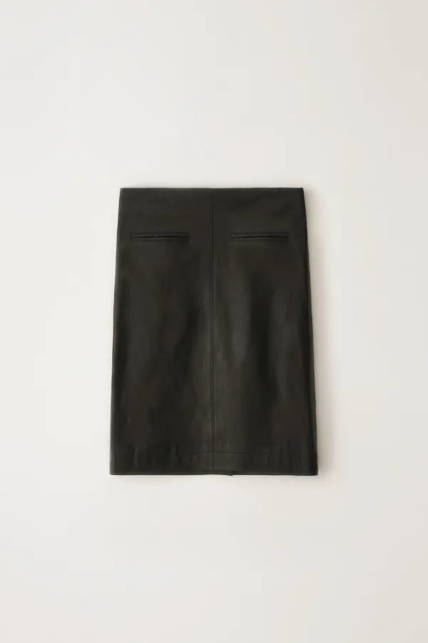Leather midi skirt (Black)