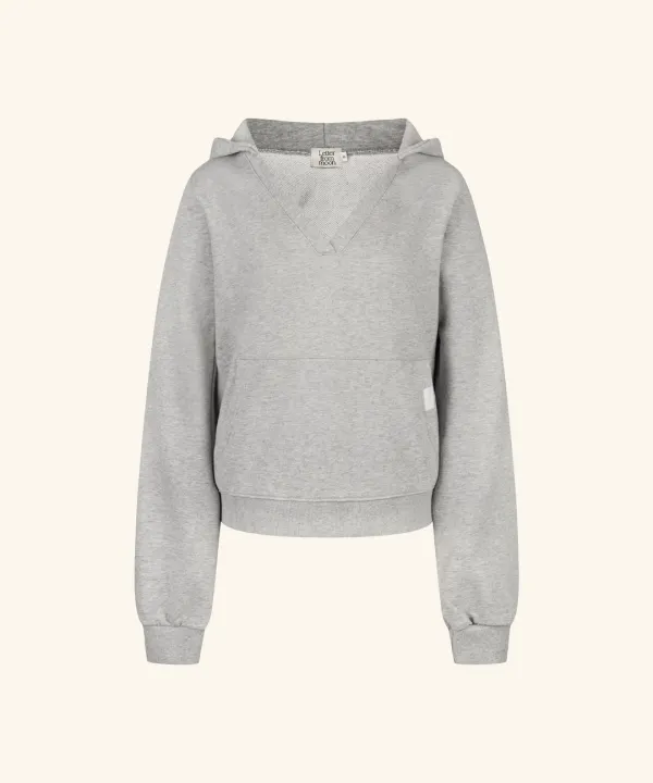 Letters Archive V-Neck Hoodie ( Melange Gray )