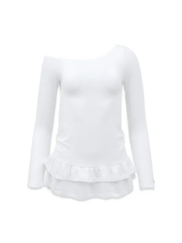 ONE SHOULDER FRILL T (WHITE)