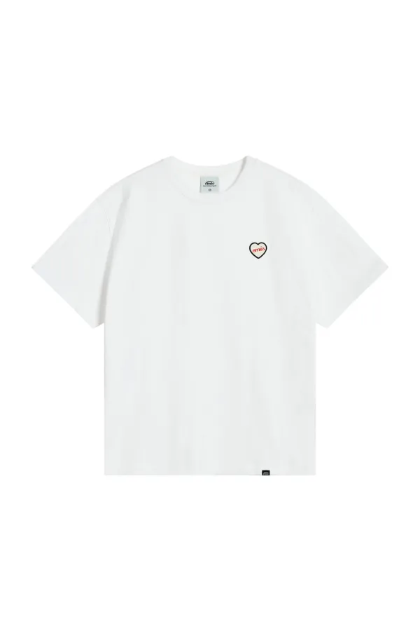 HEART RUBBER PATCH T-SHIRT-WHITE
