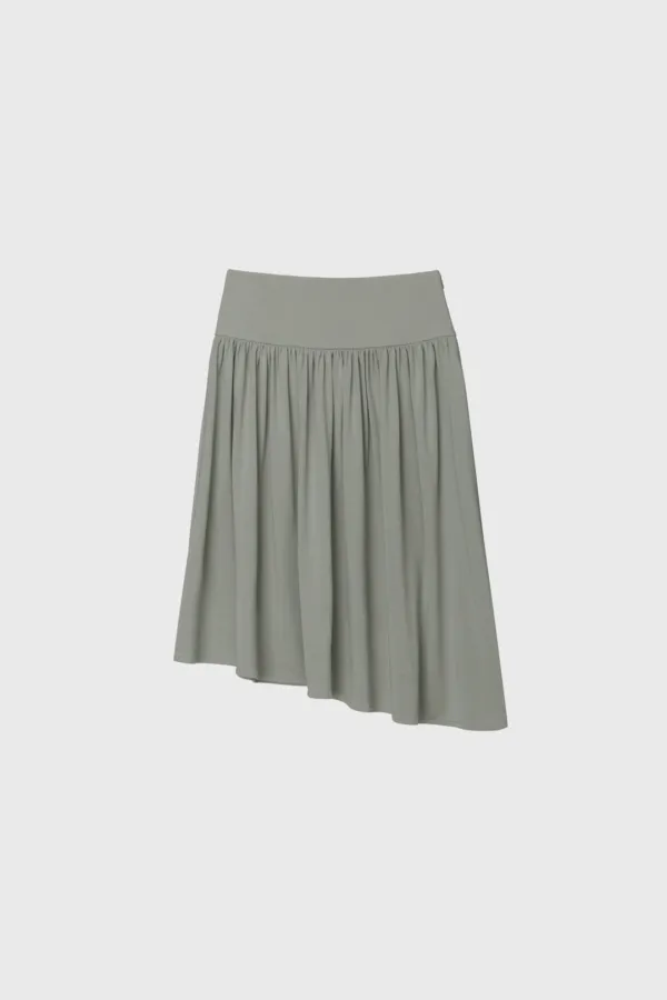 Soft Jersey Gathered Skirt (Ivory / Gray / Black)