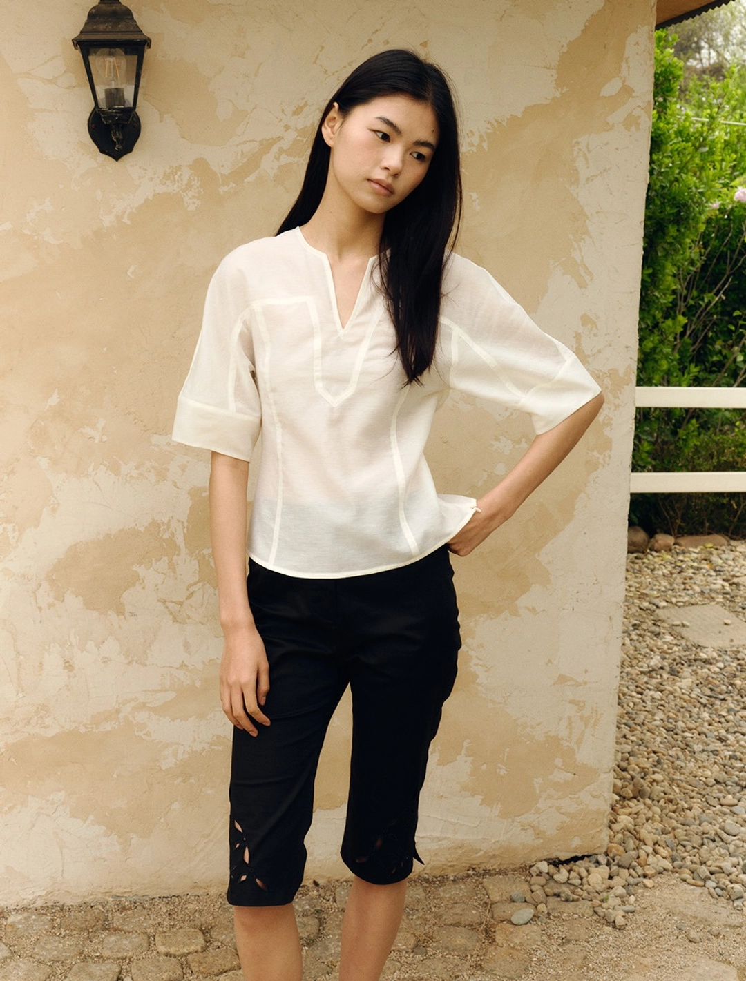 솔티페블 LINEN PANEL BLOUSE [IVORY] 상품 이미지 2