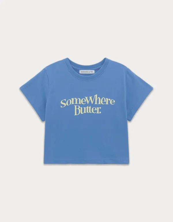 5th / Wave Logo Crop Top - Blue