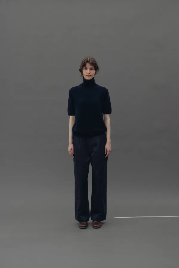[10월16일(금)이후 순차발송] Side-Tab cotton pants (Navy)