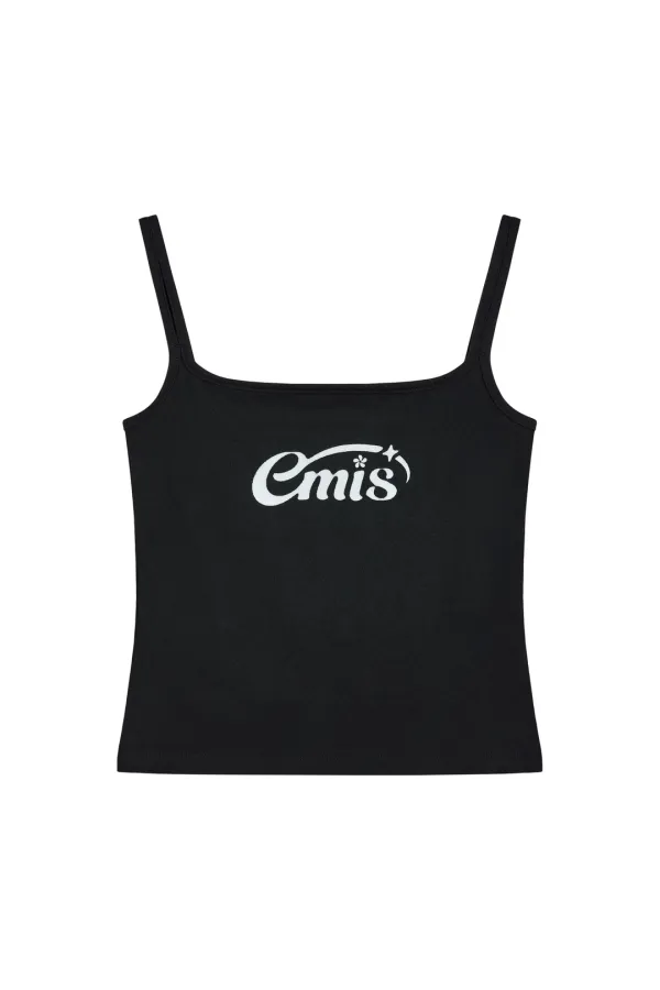(W) HALO LOGO DOUBLE SLEEVELESS TOP-BLACK