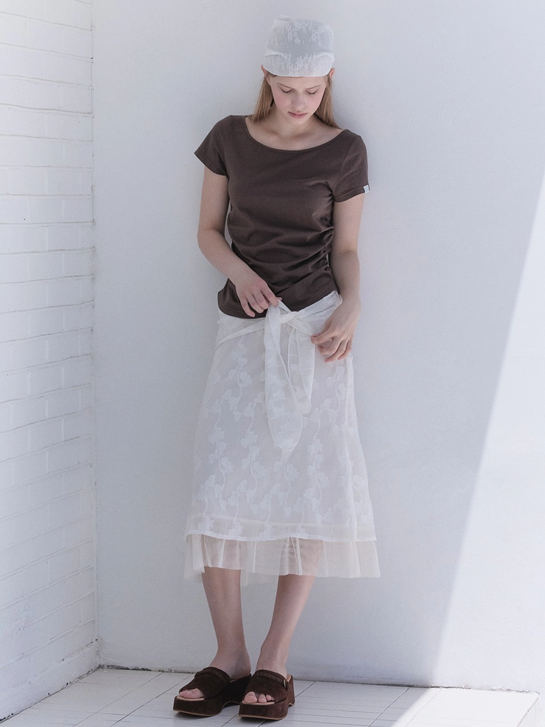 마가린핑거스 RIBBON DETAIL MERMAID SKIRT (CREAM) 상품 이미지 2