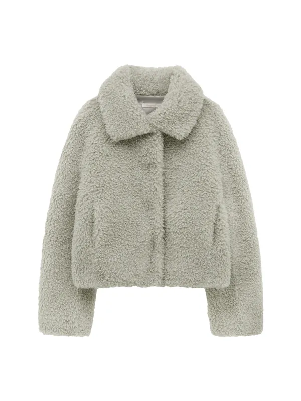 BOUCLE HIDDEN SNAP FUR JACKET (MINT)